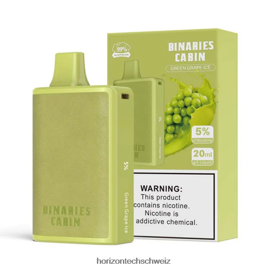 HorizonTech Binaries Cabin Einweg 20ml - Horizon Tech vape grünes Traubeneis Z8VBR57