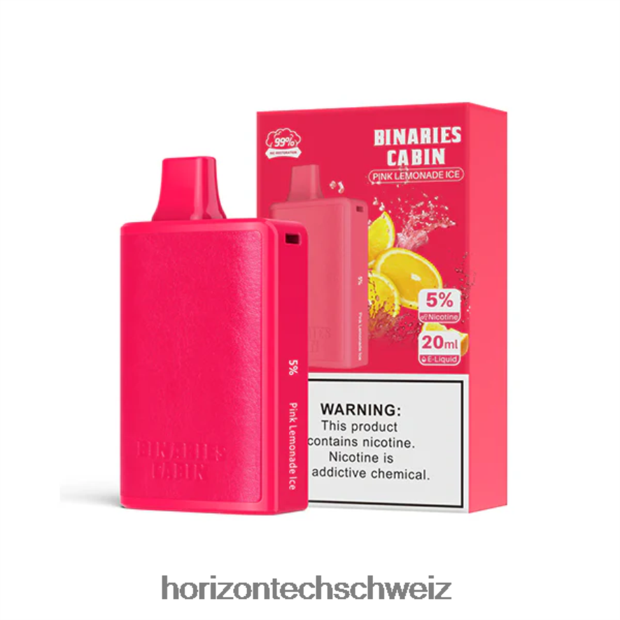 HorizonTech Binaries Cabin Einweg 20ml - Horizon Tech vape rosa Limonadeneis Z8VBR67