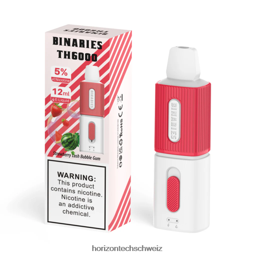 HorizonTech Binaries Cabin th6000 Einweg 12ml - Horizon Tech vape üppiger Erdbeer-Kaugummi Z8VBR117